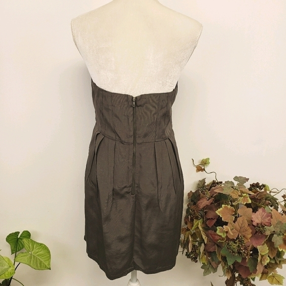 Mm Couture by Miss Me Sexy Strapless Beaded Cocktail Dress Olive Green Large VG - Picture 7 of 16
